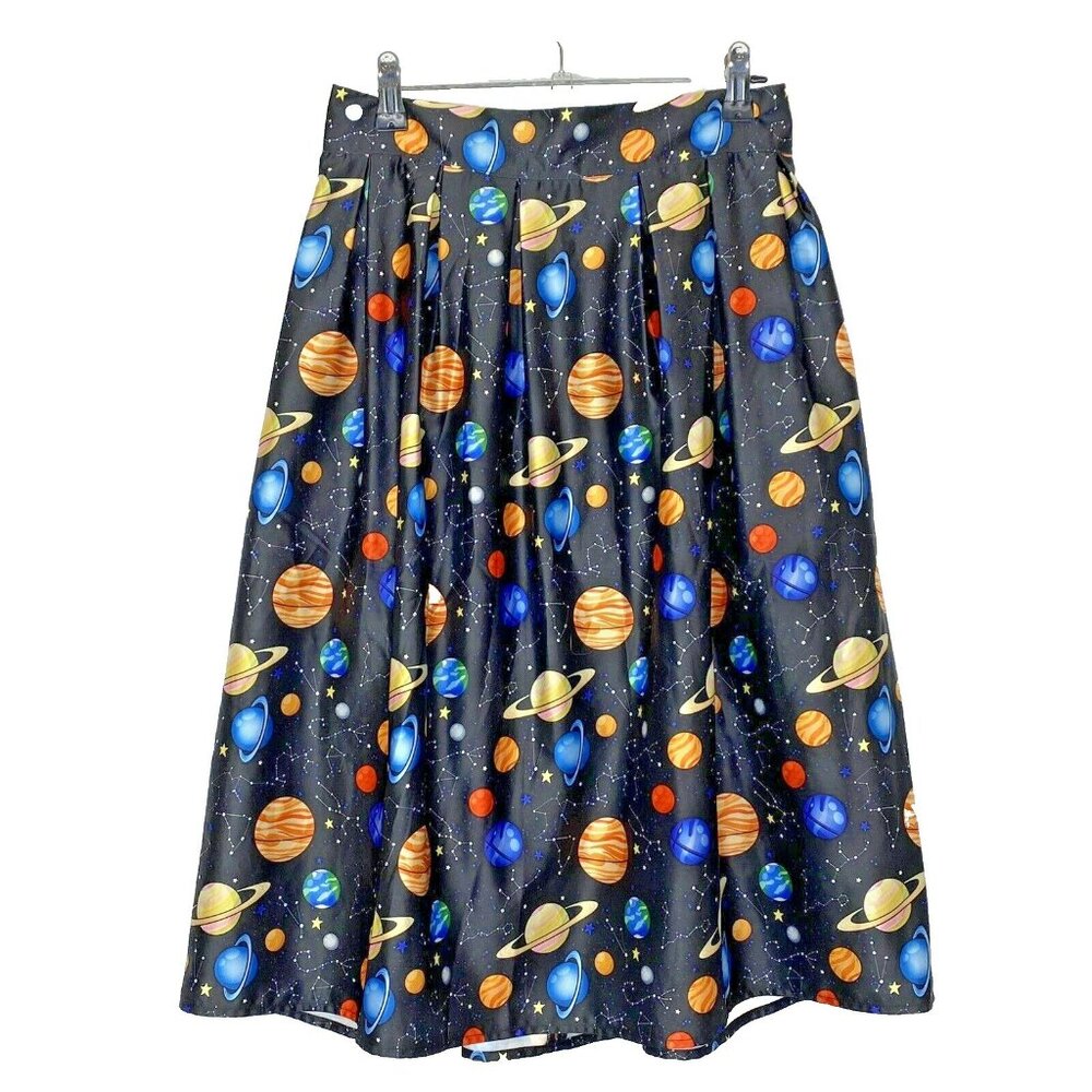 Hide & Seek Skirt Womens Size US 6 A-Line Planets Space Universe Print Pockets